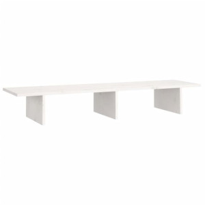 Podstawka na monitor, biała, 100x27x15 cm, lite drewno sosnowe