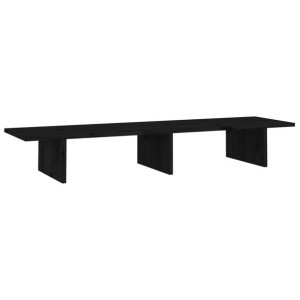 Podstawka na monitor, czarna, 100x27x15 cm, lite drewno sosnowe