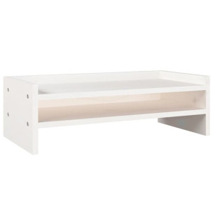 Podstawka na monitor, biała, 50x24x16 cm, lite drewno sosnowe