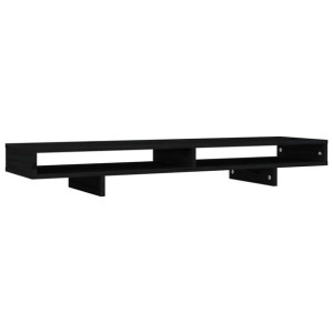 Podstawka na monitor, czarna, 100x27x14 cm, lite drewno sosnowe