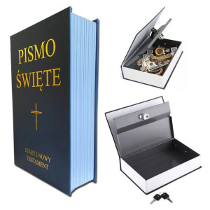 Sejf Kasetka Metalowa Biblia Pismo Święte Książka Ukryty Schowek Ks-02