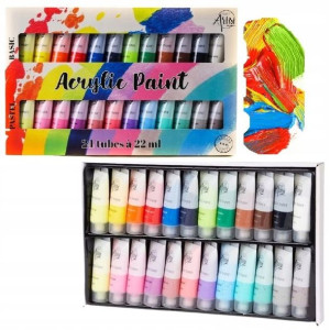 Farby Akrylowe 24x22 Ml Zestaw Duży Farby W Tubce