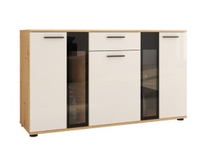 Nowoczesna KOMODA SONIA 140cm DĄB ARTISAN + BIAŁY  Kolory do Wyboru
