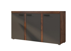 Pojemna KOMODA RUMI 3F 148 cm DĄB LEFKAS + GRAFIT Dużo Kolorów