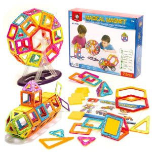 Klocki magnetyczne kolorowe  MAGICAL MAGNET 71SZT