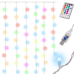 Lampki Led Kurtyna Dekoracja Ślubna 3x3m 200LED USB + pilot 16kolorów z pam