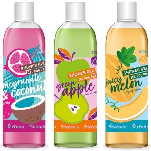 MELADO Kremowy Żel pod Prysznic Granat Jabłko Melon Zestaw 3 x 500ml