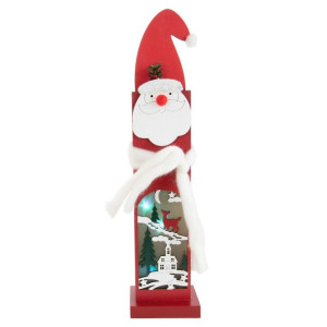 Stojąca Ozdoba Świąteczna Figura Drewniana LED 44 cm Święty Mikołaj