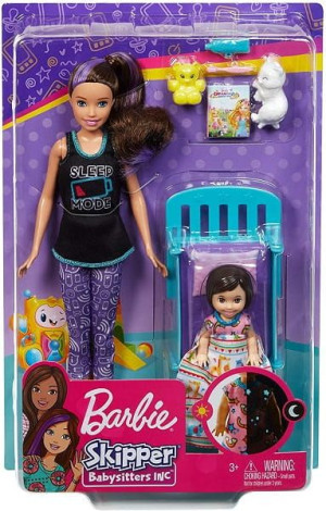 Barbie Lalka Skipper Opiekunka Łóżeczko + Dziecko