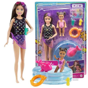 Lalka Barbie Opiekunka Skiper Kąpiel Basenie Grp39