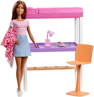Mattel Zestaw Barbie W Sypialni Łóżko Biurko Fxg52