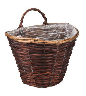 Wenge Wiklinowy Kosz Kwietnik Na Ścianę 28x20x22/28 Cm