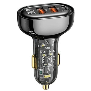 Ładowarka samochodowa USAMS 2xUSB+1xUSB-C 80W Fast Charge czarny/black (US-