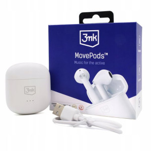 3MK Słuchawki białe MovePods Bluetooth 5.3