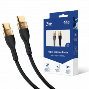 3mk Hyper Silicone Cable C to C 2m 100W Black