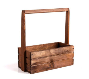 Brązowa Skrzynka Drewniana Z Pałąkiem 30x13x11/31 Cm