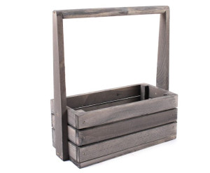 Szara Skrzynka Drewniana Z Pałąkiem 30x13x11/31 Cm