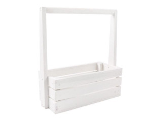 Biała Skrzynka Drewniana Z Pałąkiem 30x13x11/31 Cm