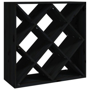 Szafka na wino, czarny, 62x25x62 cm, lite drewno sosnowe