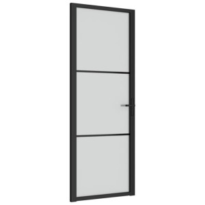 Drzwi wewnętrzne, 76x201,5 cm, czarne, matowe szkło i aluminium