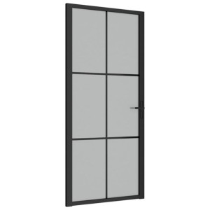 Drzwi wewnętrzne, 93x201,5 cm, czarne, matowe szkło i aluminium