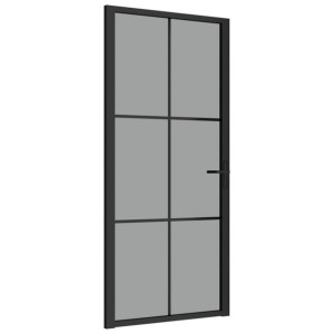 Drzwi wewnętrzne, 93x201,5 cm, czarne, szkło ESG i aluminium