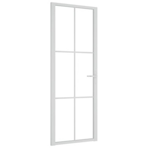 Drzwi wewnętrzne, 76x201,5 cm, białe, szkło ESG i aluminium
