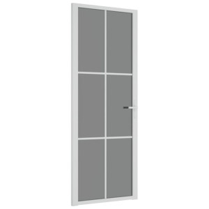 Drzwi wewnętrzne, 76x201,5 cm, białe, szkło ESG i aluminium