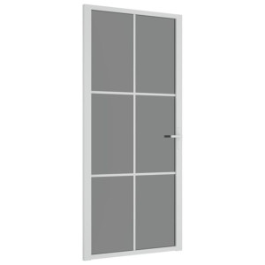 Drzwi wewnętrzne, 93x201,5 cm, białe, szkło ESG i aluminium