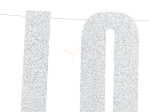 baner love - srebrny -  21x55 cm