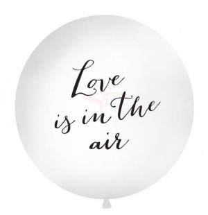 balon 1 m - love is in the air - biały