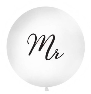 balon 1m - mr - biały - czarny napis