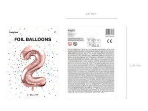 balon foliowy cyfra "2" dwa - 86 cm - różowe złoto