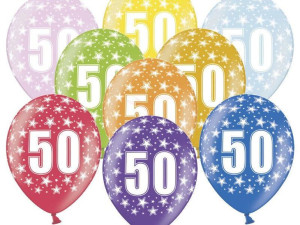 balony 30 cm - 50th birthday - 50 urodziny - metallic mix - 6 szt.