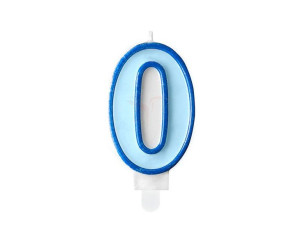 świeczka urodzinowa cyferka 0 - zero - niebieska - 7 cm