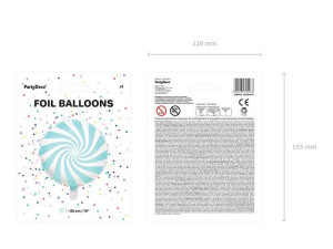 balon foliowy cukierek - 35 cm - jasny niebieski