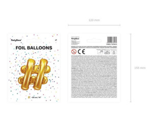 balon foliowy # - hasztag - 35 cm - złoty