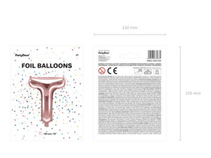 balon foliowy litera "t" - 35 cm - różowe złoto