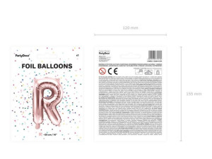 balon foliowy litera "r" - 35 cm - różowe złoto