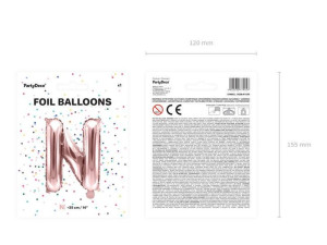 balon foliowy litera "n" - 35 cm - różowe złoto