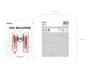 balon foliowy litera "m" - 35 cm - różowe złoto