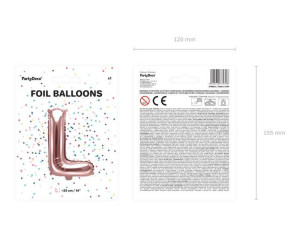 balon foliowy litera "l" - 35 cm - różowe złoto
