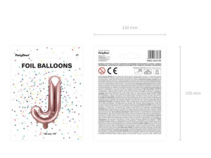 balon foliowy litera "j" - 35 cm - różowe złoto
