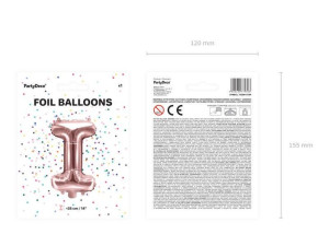 balon foliowy litera "i" - 35 cm - różowe złoto
