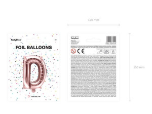 balon foliowy litera "d" - 35 cm - różowe złoto