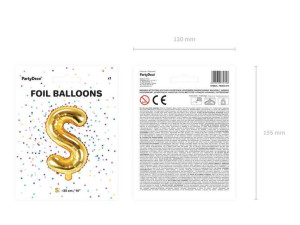 balon foliowy litera "s" - 35 cm - złoty