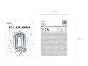 balon foliowy litera "q" - 35 cm - srebrny