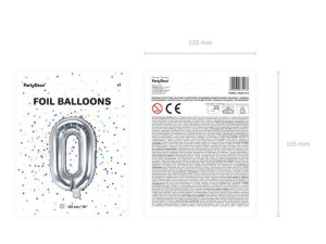 balon foliowy litera "o" - 35 cm - srebrny
