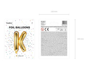 balon foliowy litera "k" - 35 cm - złoty