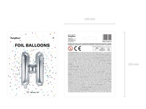 balon foliowy litera "h" - 35 cm - srebrny